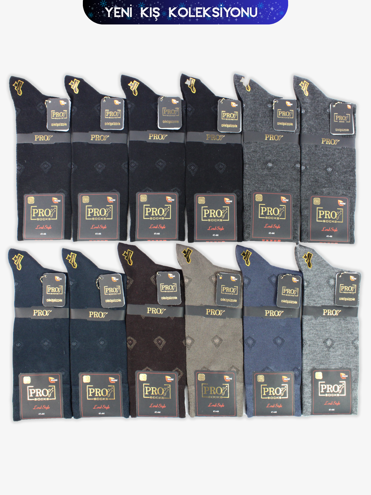 18657PRO FABRİKAPelesenk Modal Kışlık Soket Rahat Erkek 12'li Çorap