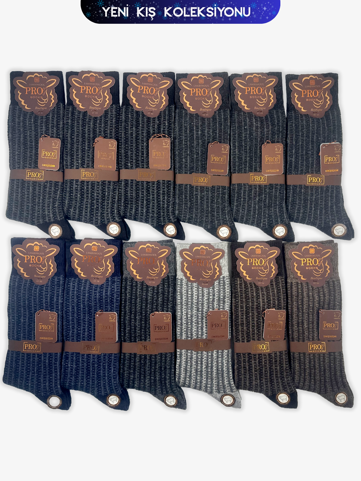 13640PRO FABRİKAPokut Lamswool Kışlık Soket Rahat Erkek 12'li Çorap