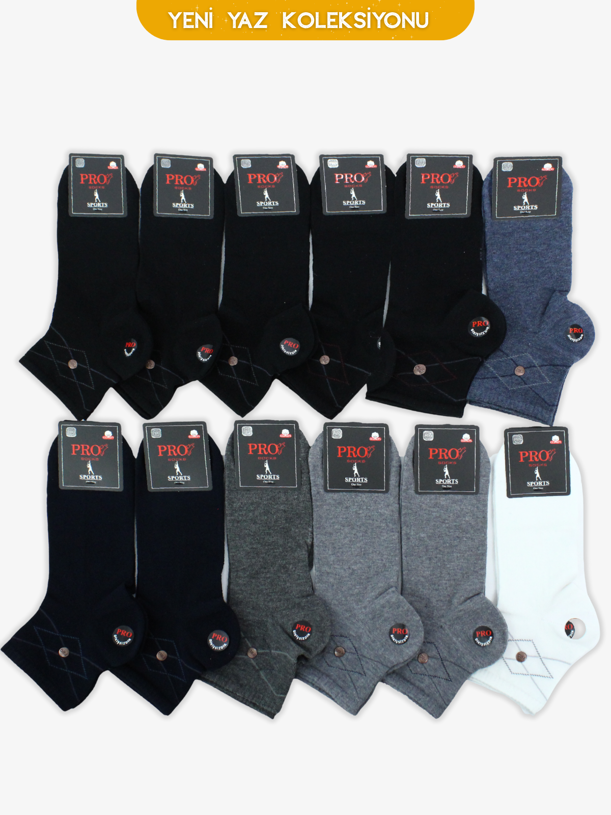 10565PRO FABRİKARafting Penye Patik Yazlık Pamuklu Rahat Erkek Çorabı 12'li