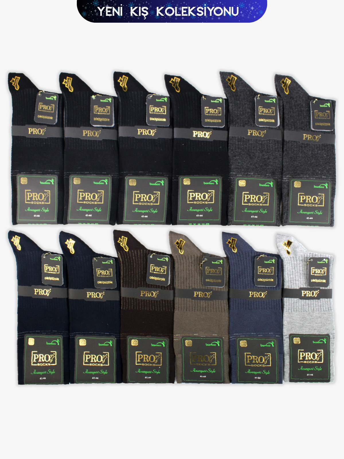 17678PRO FABRİKASabir Bamboo Kışlık Soket Rahat Erkek 12'li Çorap