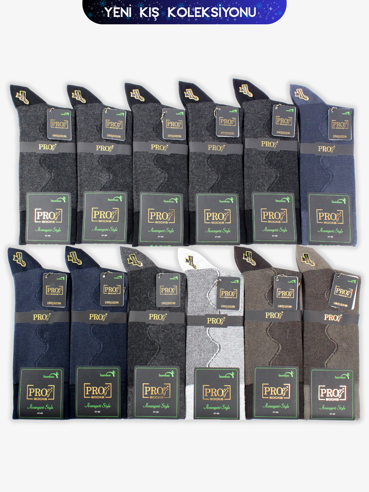 17674PRO FABRİKASelanik Bamboo Kışlık Soket Rahat Erkek 12'li Çorap