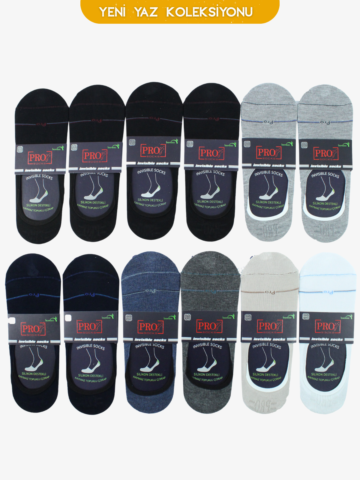 10702PRO FABRİKASky Bamboo Babet Yazlık Pamuklu Rahat Erkek Çorabı 12'li