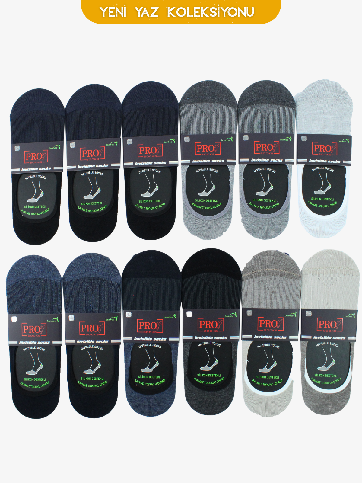 10735PRO FABRİKASnow Bamboo Babet Yazlık Pamuklu Rahat Erkek Çorabı 12'li