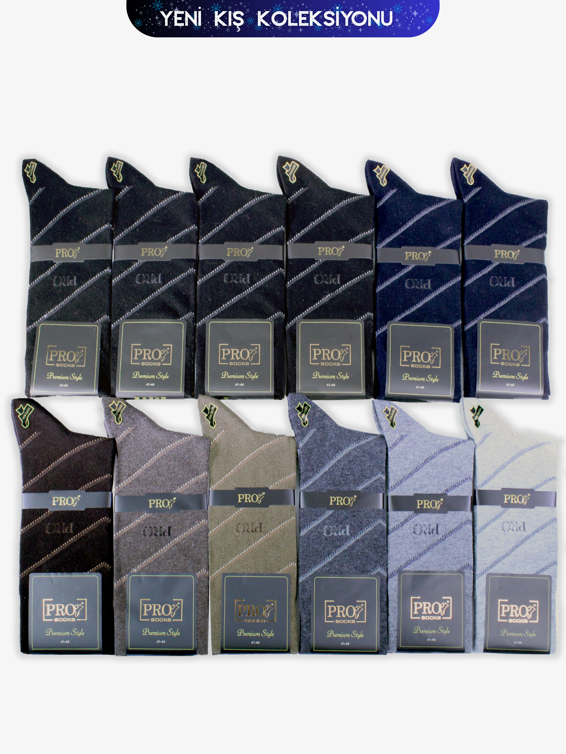 15652PRO FABRİKASoma Penye Kışlık Pamuklu Rahat Erkek Çorabı 12'li