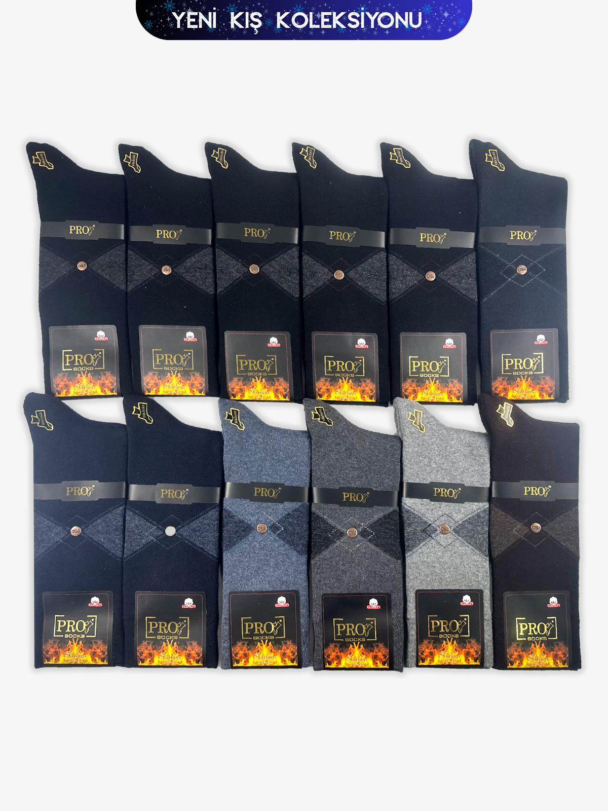 14638PRO FABRİKASuveyş Havlu Kışlık Soket Rahat Erkek 12'li Çorap