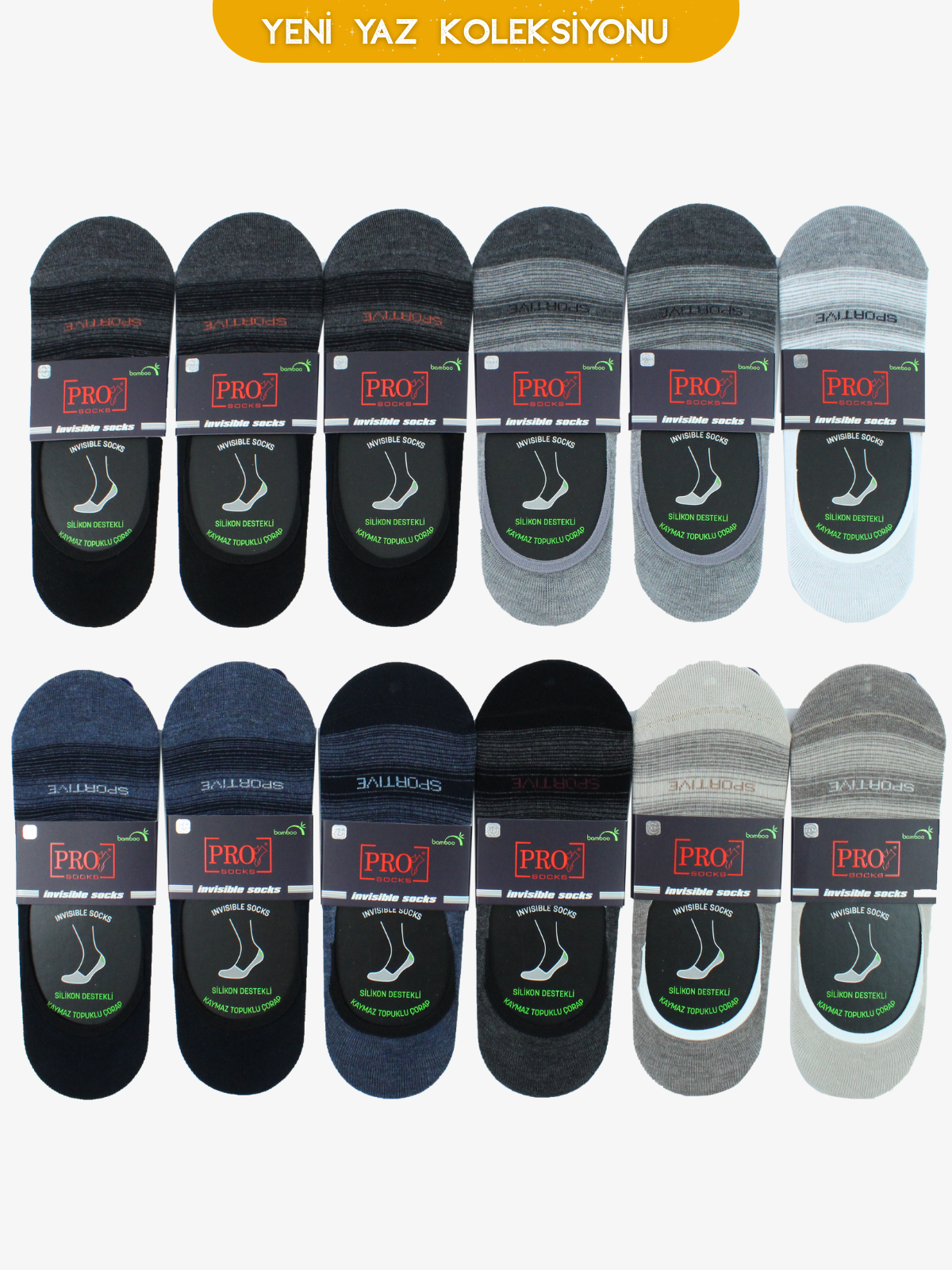 10736PRO FABRİKASwım Bamboo Babet Yazlık Pamuklu Rahat Erkek Çorabı 12'li