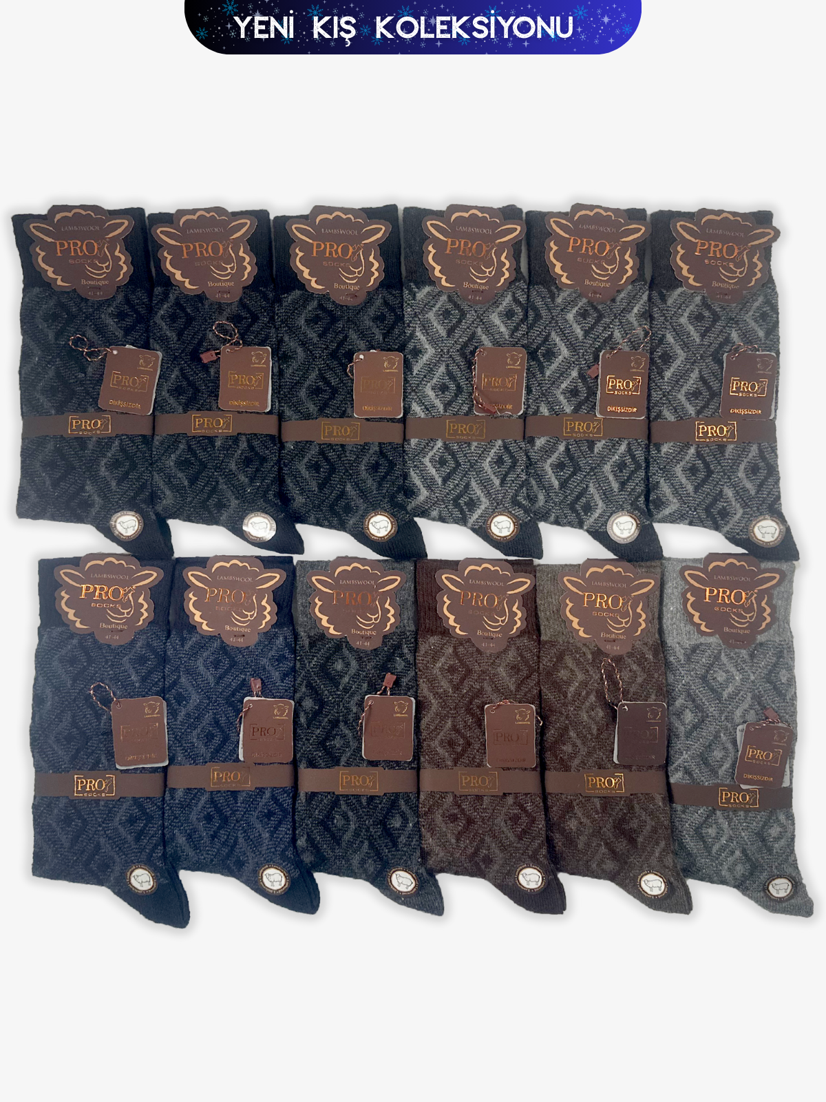 13637PRO FABRİKATekke Lamswool Kışlık Soket Rahat Erkek 12'li Çorap
