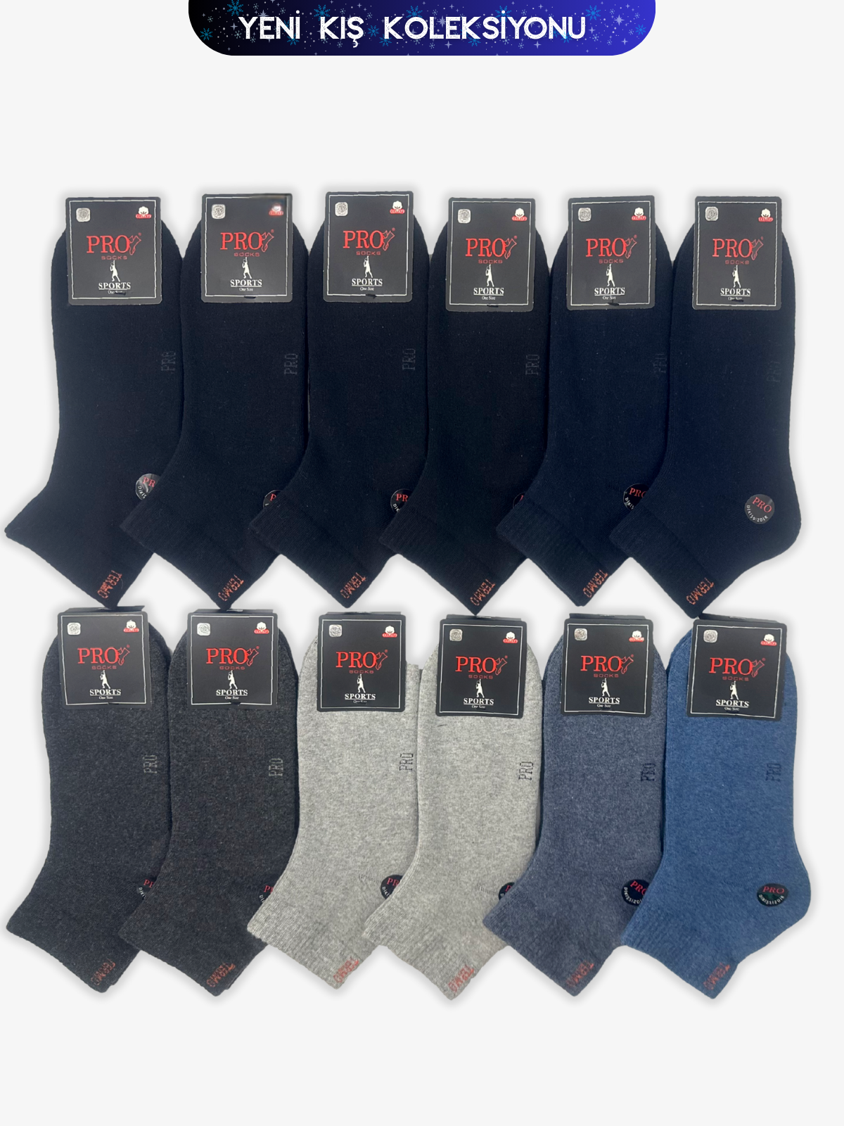 14004PRO FABRİKATermo Havlu Kışlık Patik Rahat Erkek 12'li Çorap