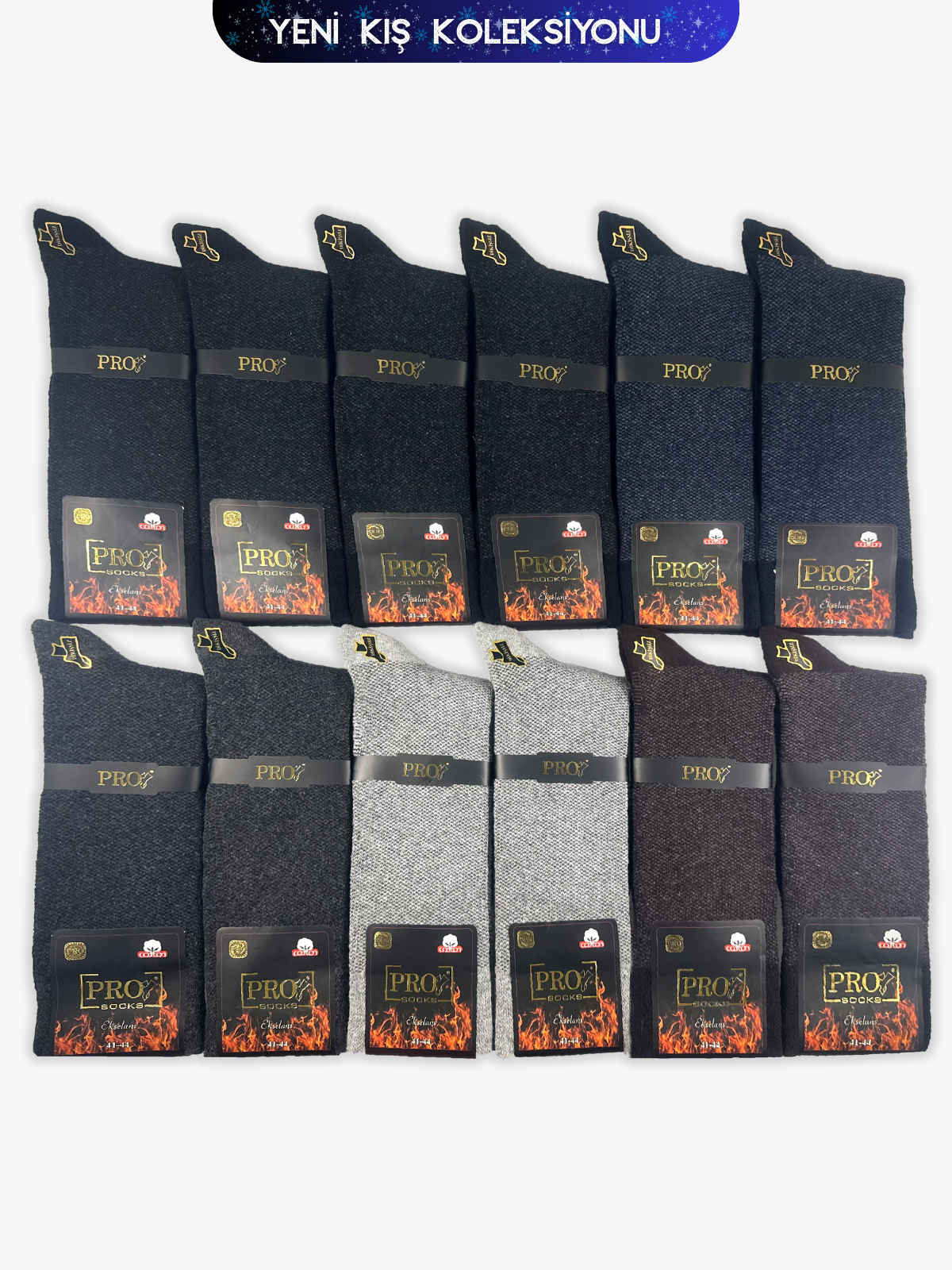 14614PRO FABRİKATiran Havlu Kışlık Soket Rahat Erkek 12'li Çorap