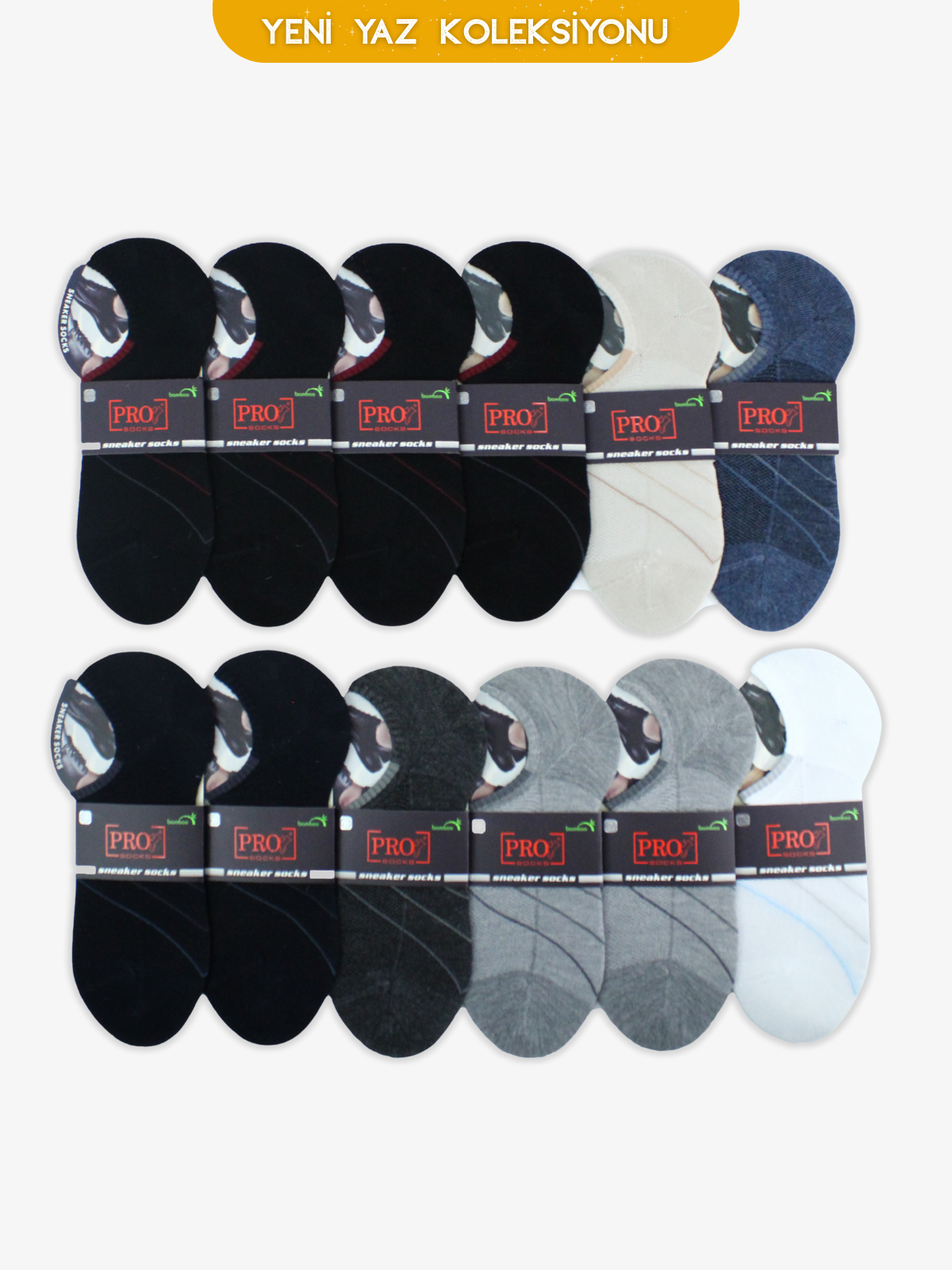 10799PRO FABRİKATıtan Bamboo Sneakers Yazlık Pamuklu Rahat Erkek Çorabı 12'li