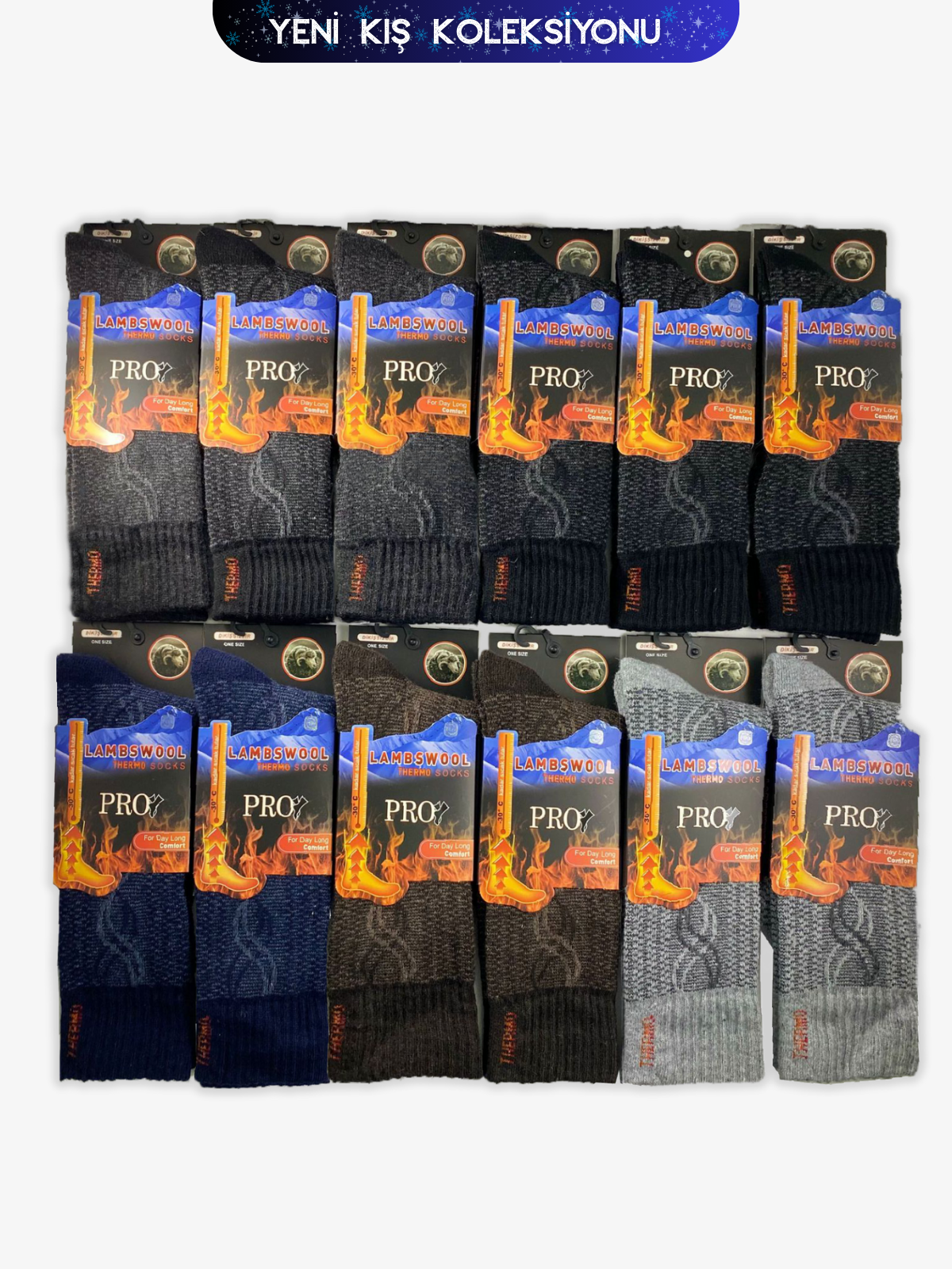 13908PRO FABRİKAToyga Havlu Lamswool Kışlık Soket Rahat Erkek 12'li Çorap