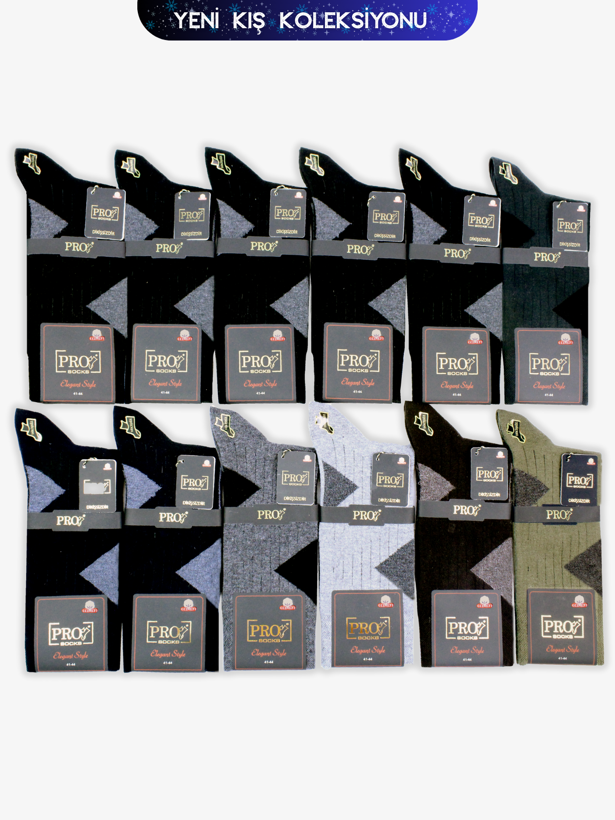 16662PRO FABRİKATruva Compact Pamuk Kışlık Soket Rahat  Erkek 12'li Çorap