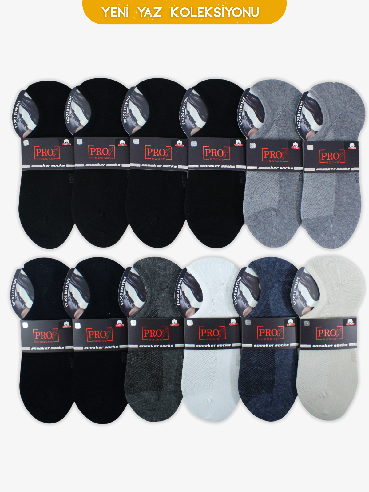 10302PRO FABRİKATurmalin Penye Patik Yazlık Pamuklu Rahat Erkek Çorabı 12'li