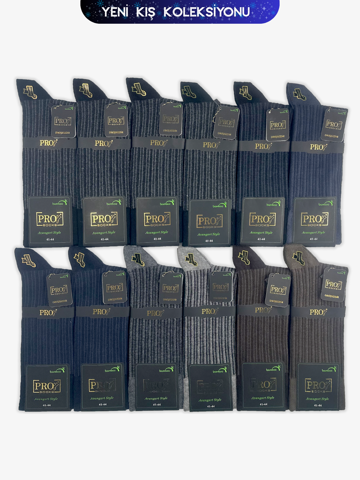 17668PRO FABRİKAÜçok Bamboo Kışlık Soket Rahat Erkek 12'li Çorap