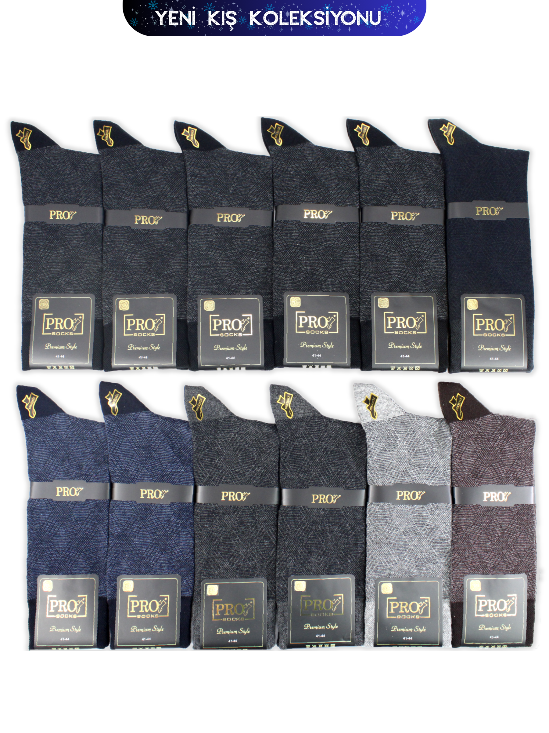 15660PRO FABRİKAYomra Penye Kışlık Pamuklu Rahat Erkek Çorabı 12'li