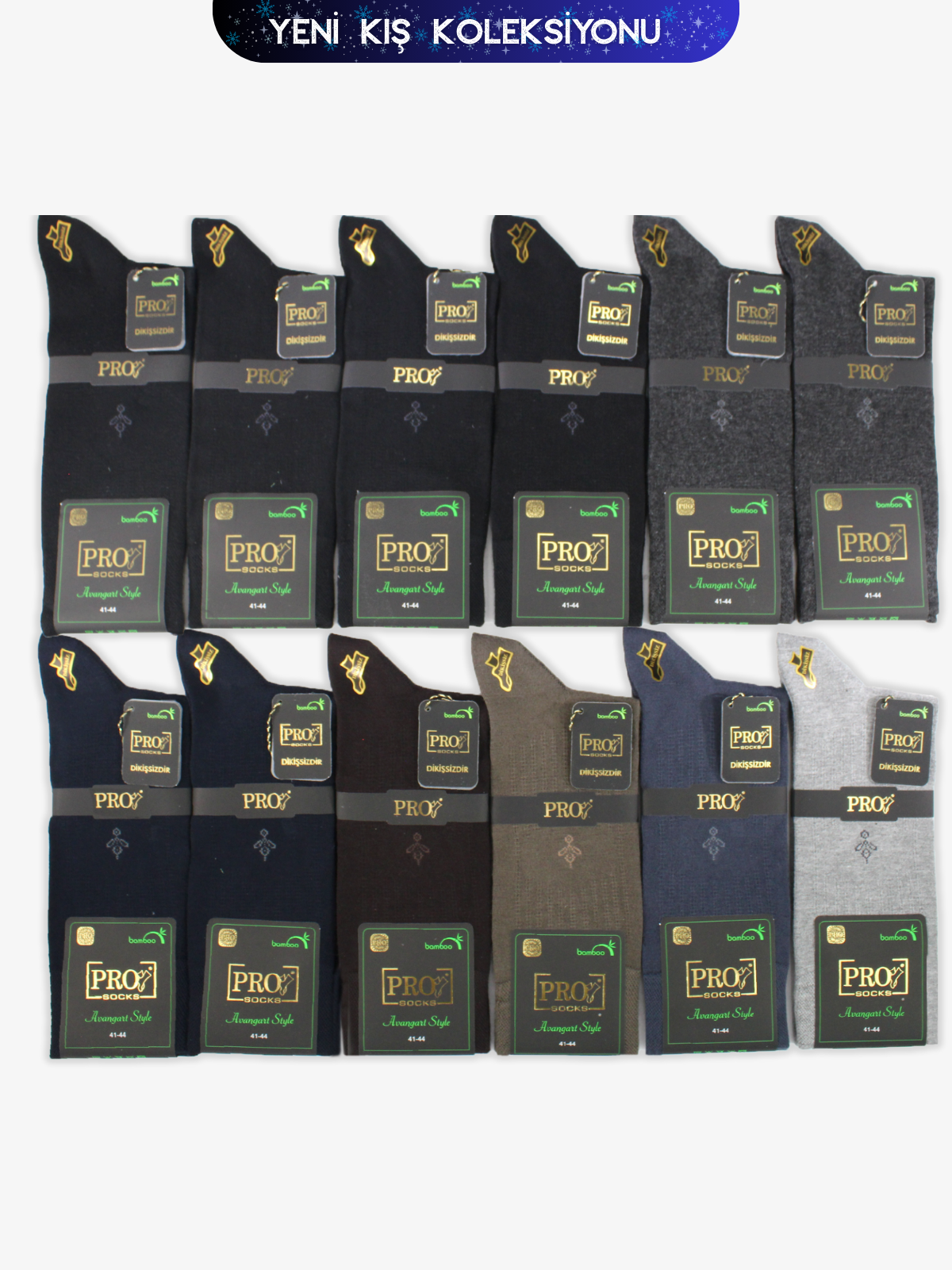 17676PRO FABRİKAZengi Bamboo Kışlık Soket Rahat Erkek 12'li Çorap