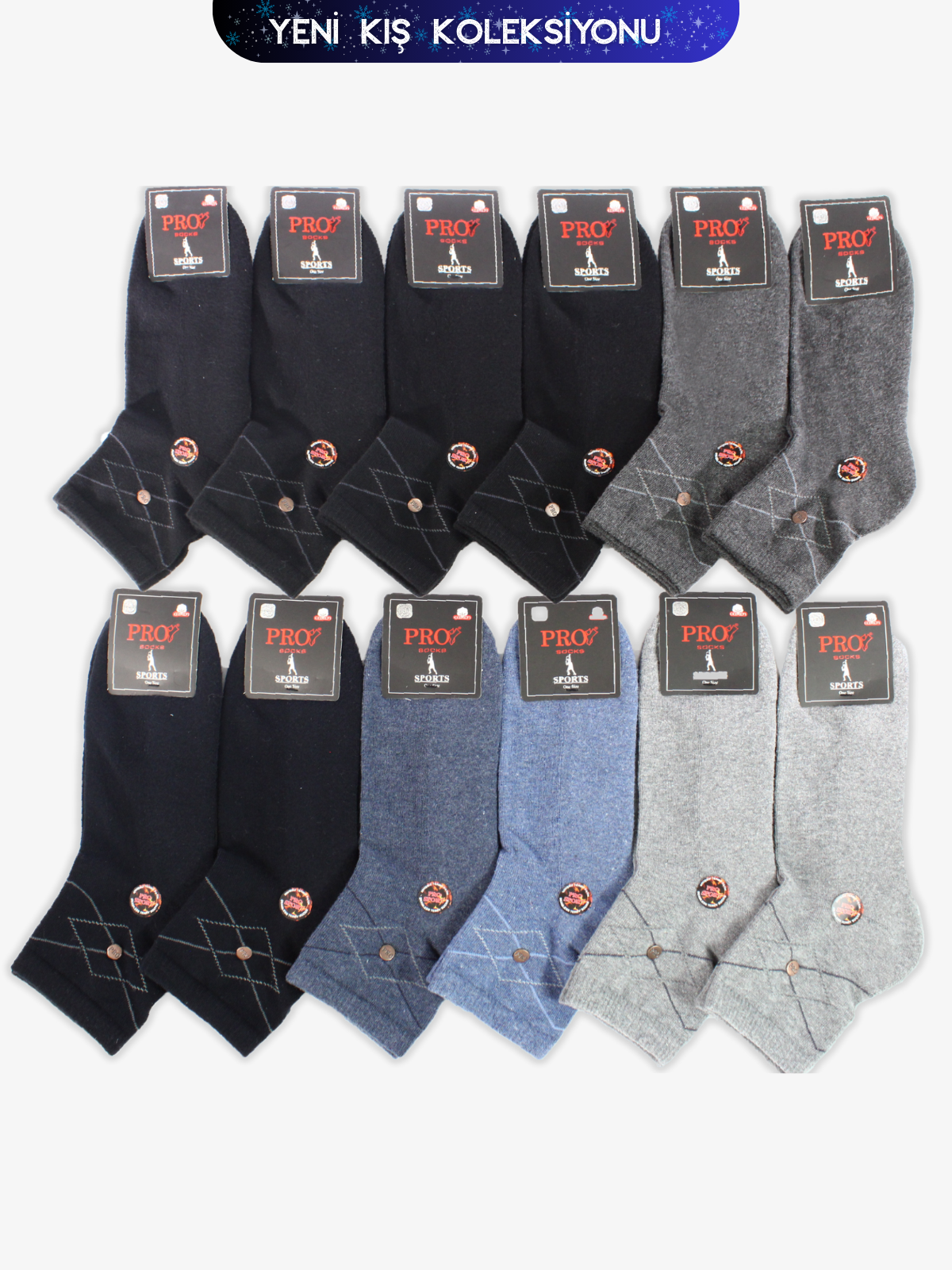 14029PRO FABRİKAZıgana Havlu Kışlık Patik Rahat Erkek 12'li Çorap