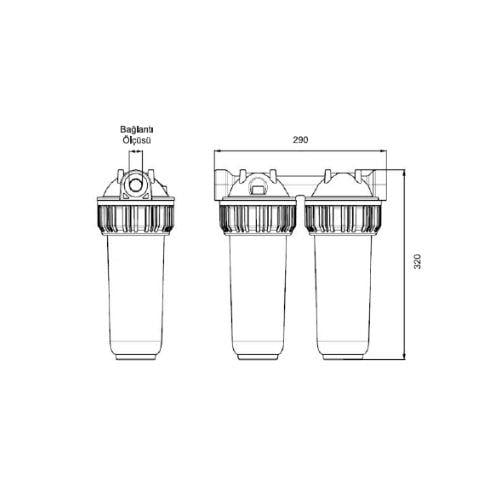 Aquafer 10'' Şeffaf Ve İkili Filtre Kabı