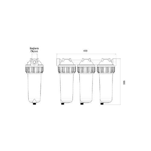 Aquafer 10'' Tahliyeli Şeffaf Ve Üçlü Filtre Kabı