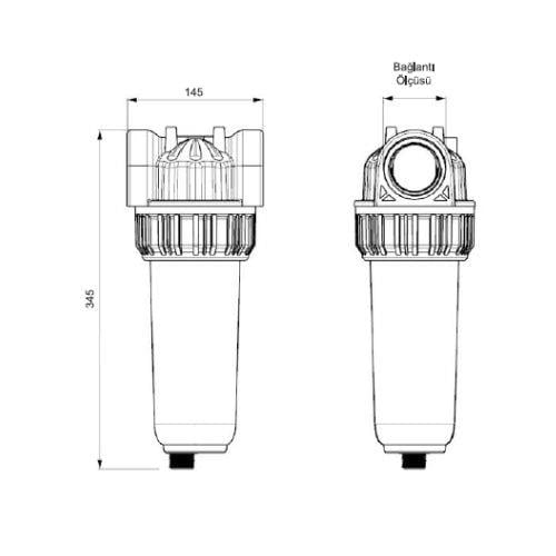 Aquafer 10'' Tahliyeli Ve Geniş Çaplı Şeffaf Filtre Kabı