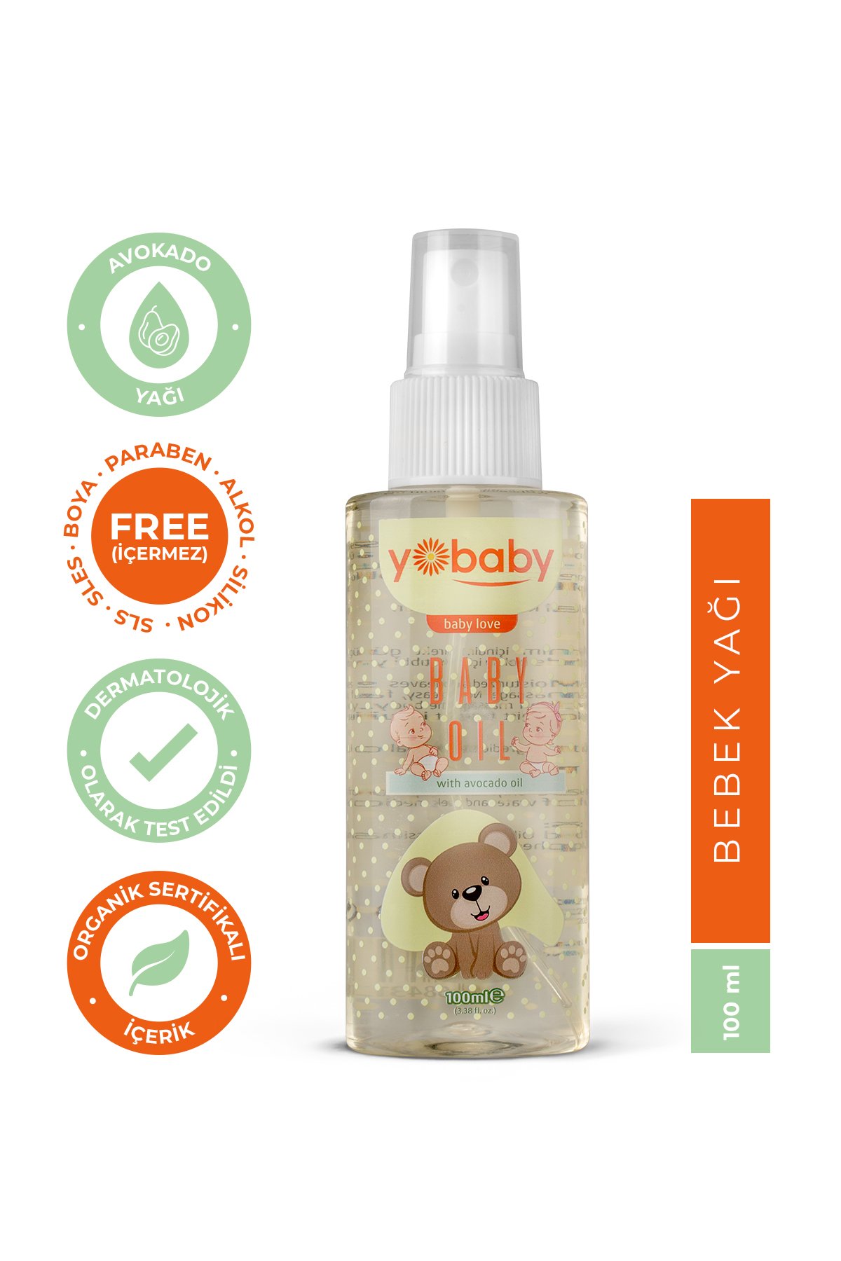 yobaby Bebek Bakım Masaj Yağı | Organik Içerikli, Besleyici , Nemlendirici | 100 ml