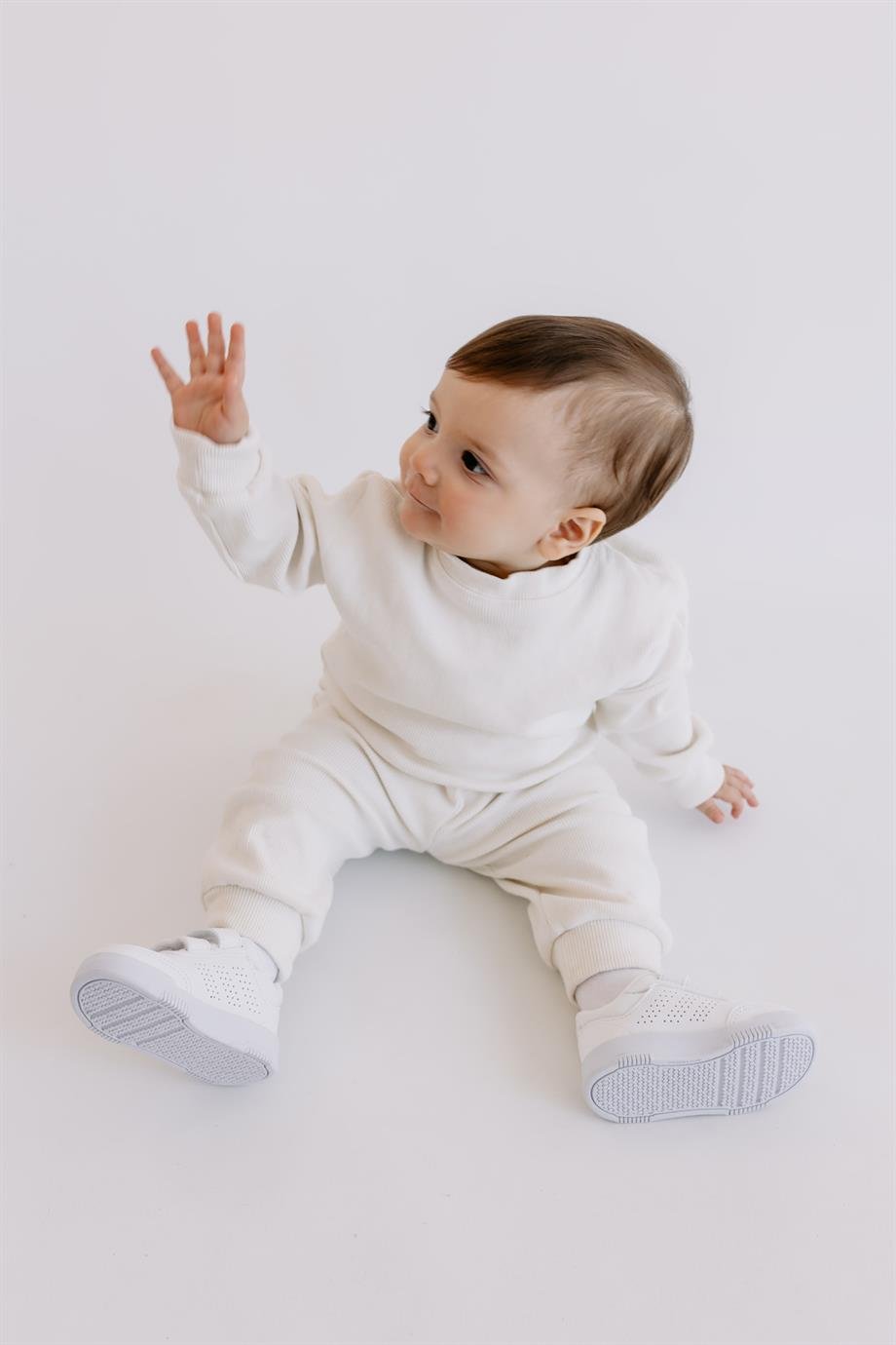 Yobebek 2'li Alt Üst Takım Erkek Kız Bebek Krem Renk