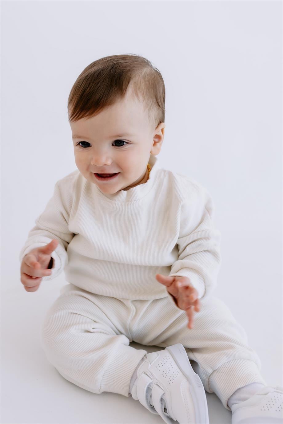 Yobebek 2'li Alt Üst Takım Erkek Kız Bebek Krem Renk
