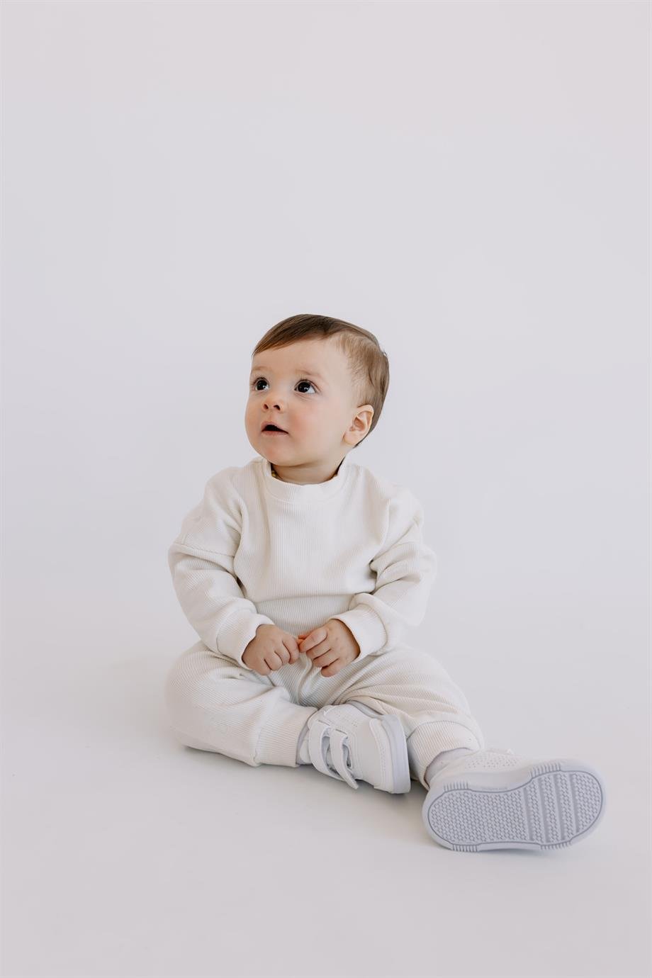 Yobebek 2'li Alt Üst Takım Erkek Kız Bebek Krem Renk