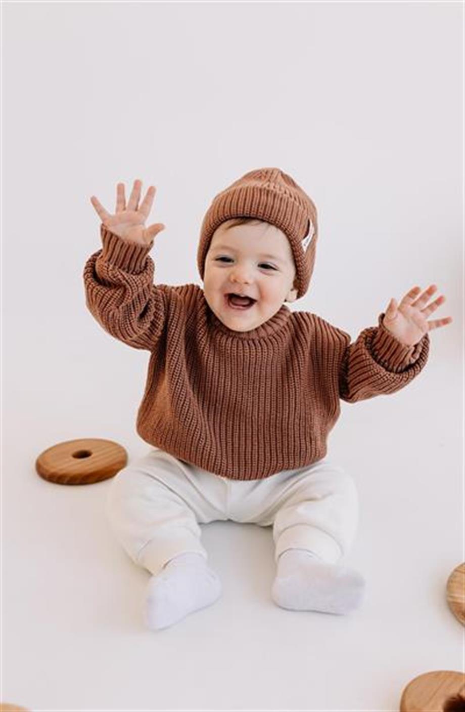 Yobebek Erkek Kız Bebek Triko Bere Kiremit