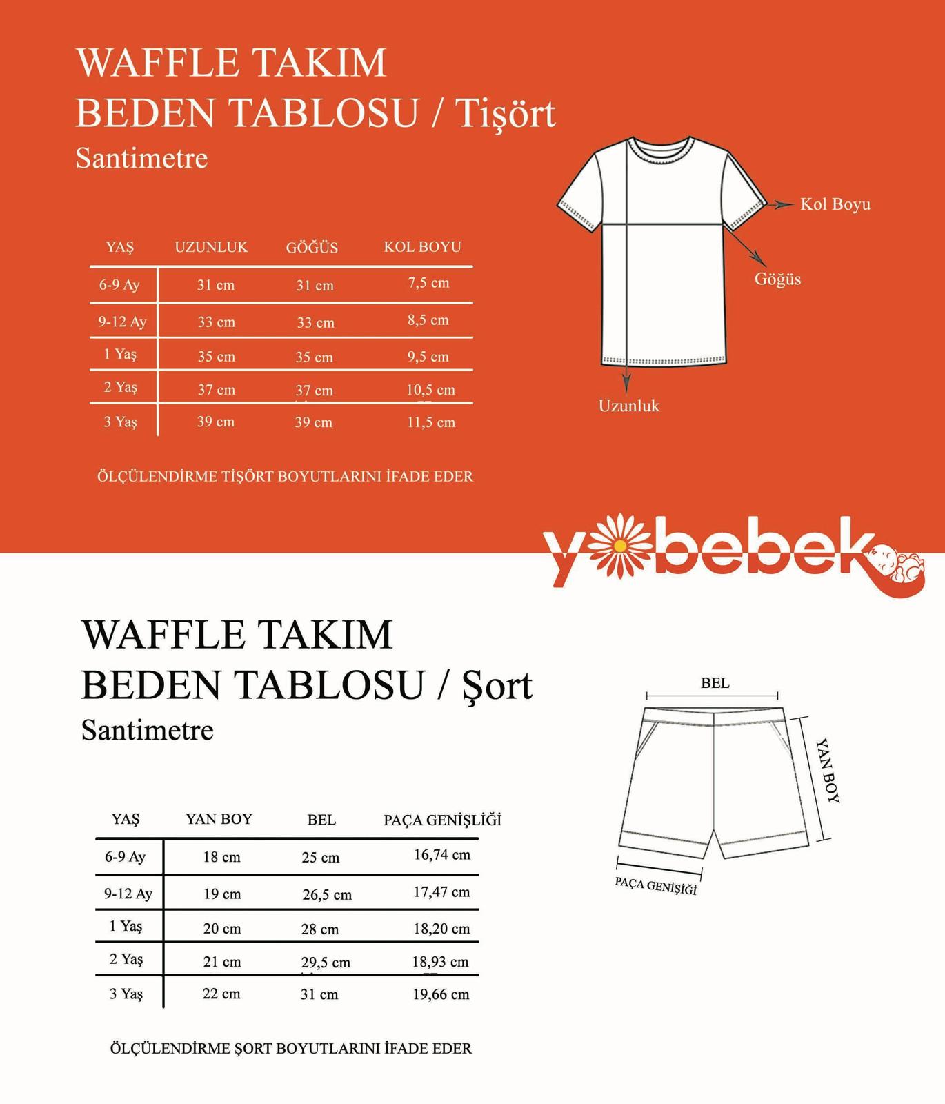 Yobebek Erkek Kız Bebek Waffle takım Ecru