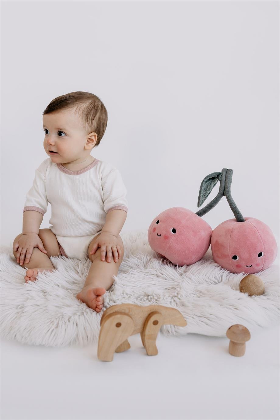 Yobebek Erkek Kız Bebek Zıbın Krem Pembe (Biye) Şerit 