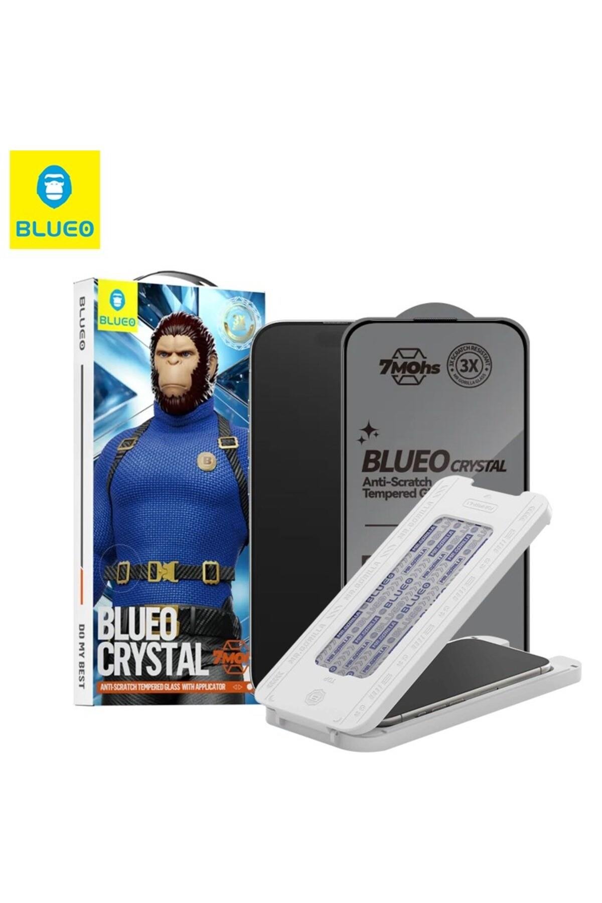 Blueo Crystal iPhone 17 Pro Max Uyumlu 7 MOhs Sertlik 3 Kat Çizilmeye Dayanıklı Cam Ekran Koruyucu Aparat