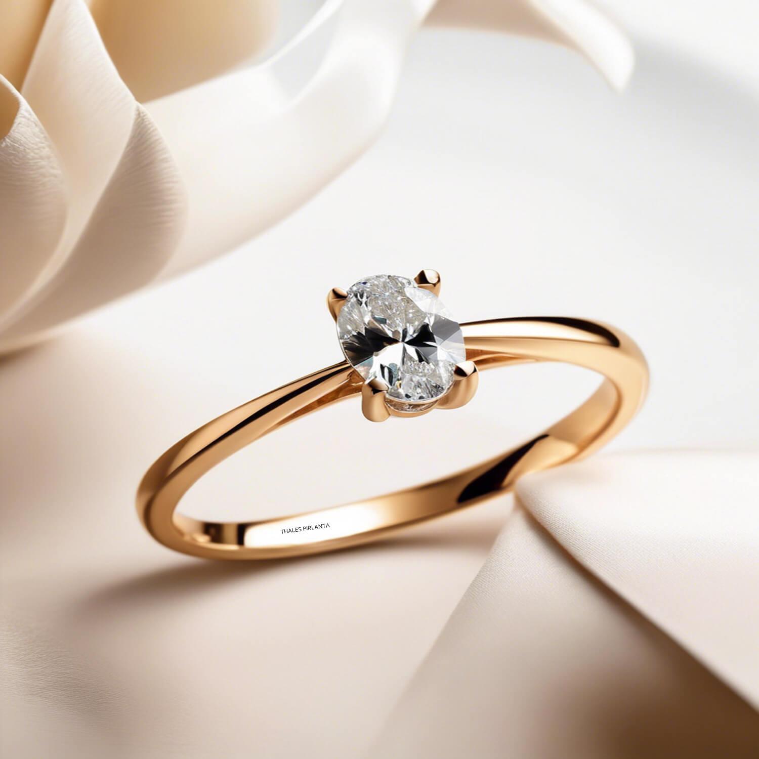 0.50 Karat GIA Sertifikalı D VVS2 Oval Tektaş Yüzük