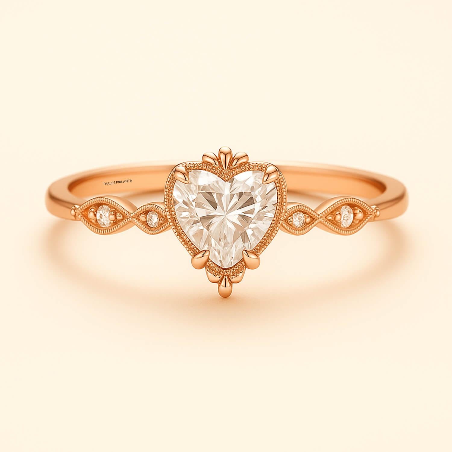 0.75 Karat Vintage Tasarım Kalp Teklif Yüzüğü