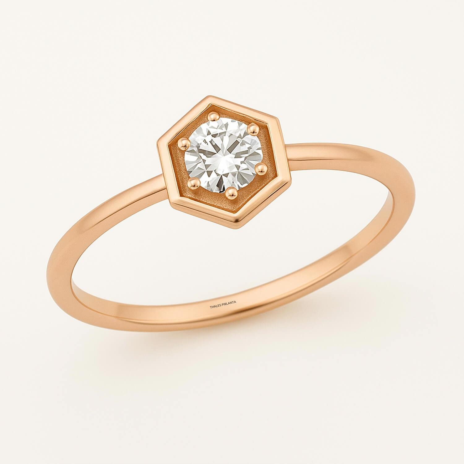 Altıgen Vintage Tektaş Yüzük