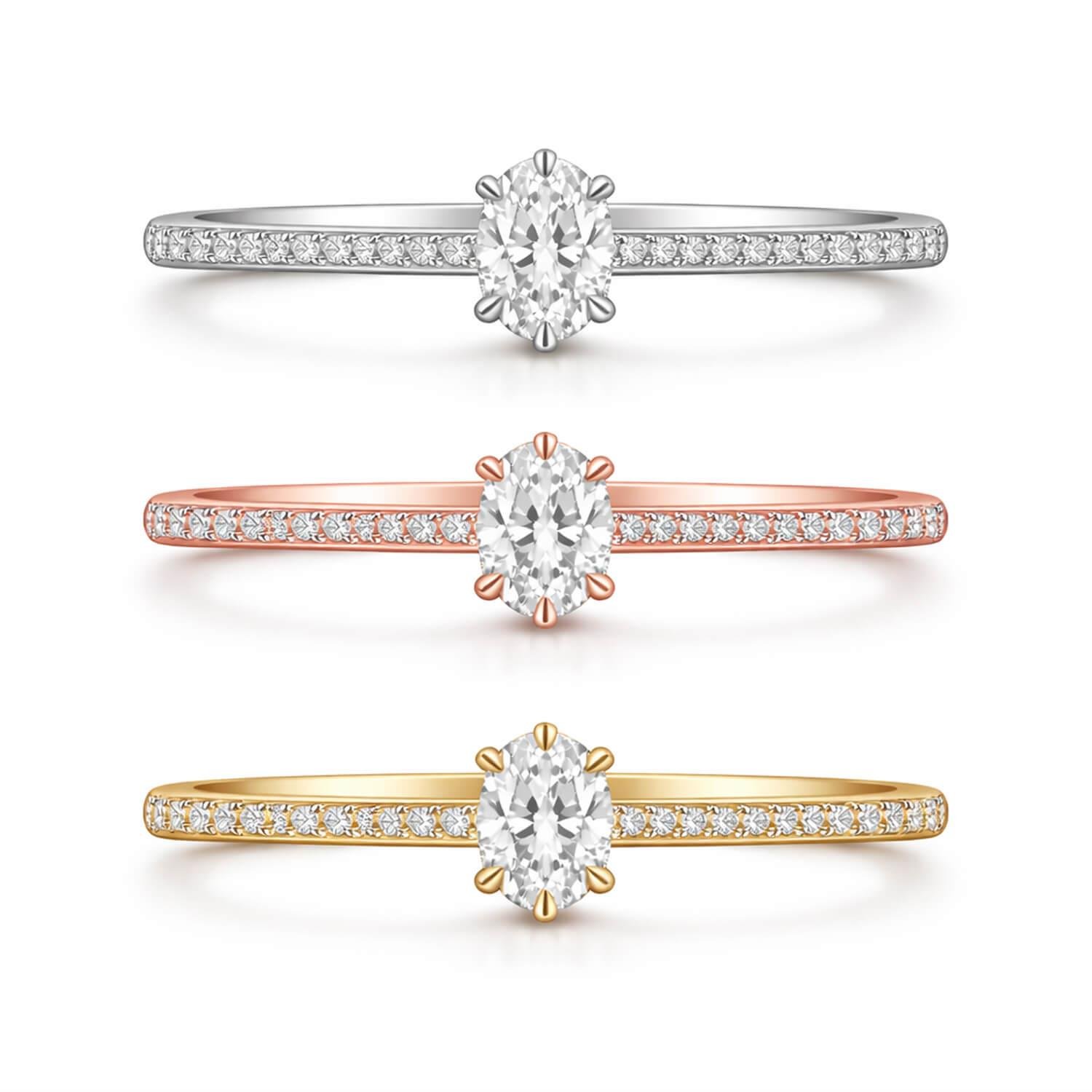 0.45 Karat G SI Kolu Taşlı Oval Pırlanta Yüzük