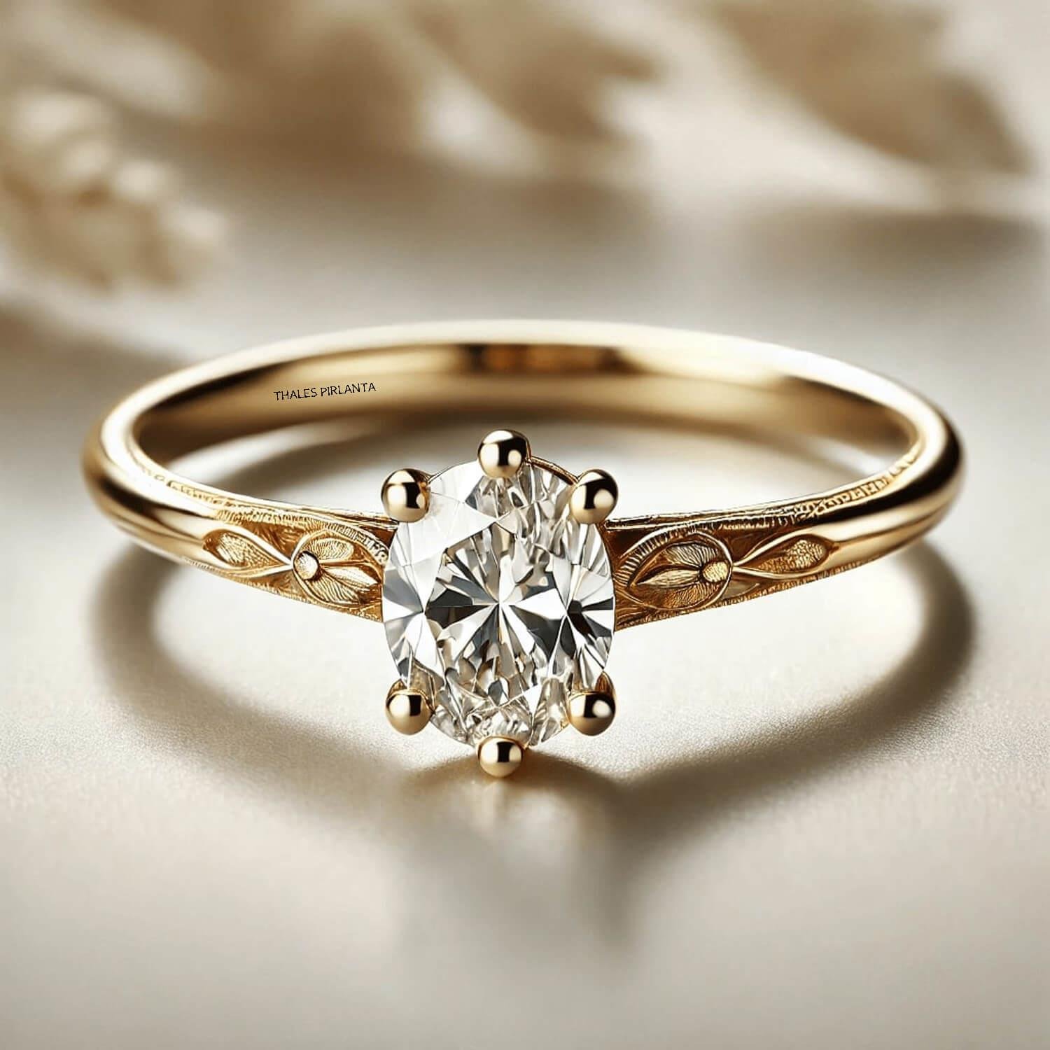 0.40 Karat Oval Vintage Evlilik Teklifi Yüzükleri