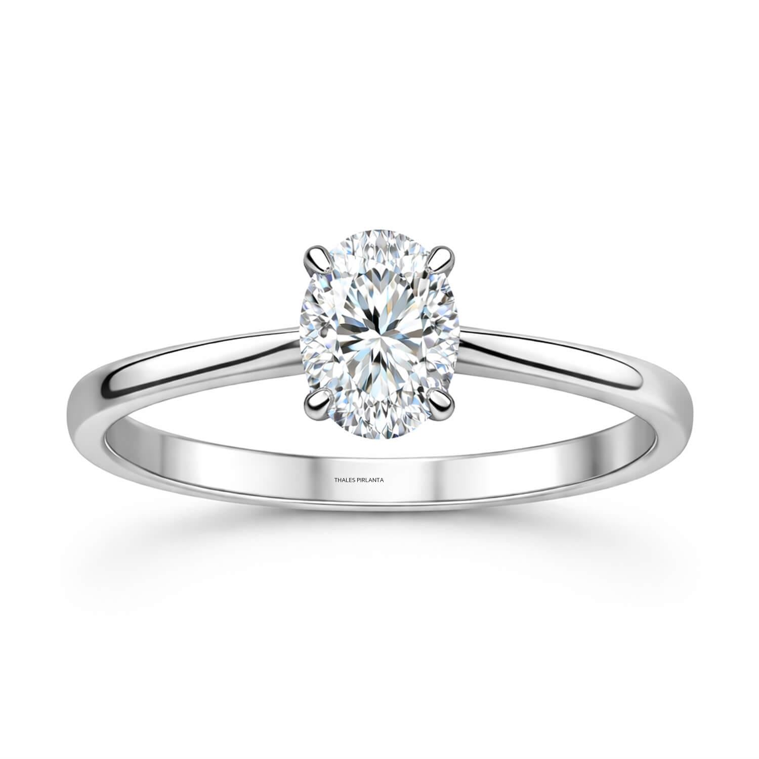 0.50 Karat E Renk GIA Oval Kesim Tektaş Pırlanta Yüzük