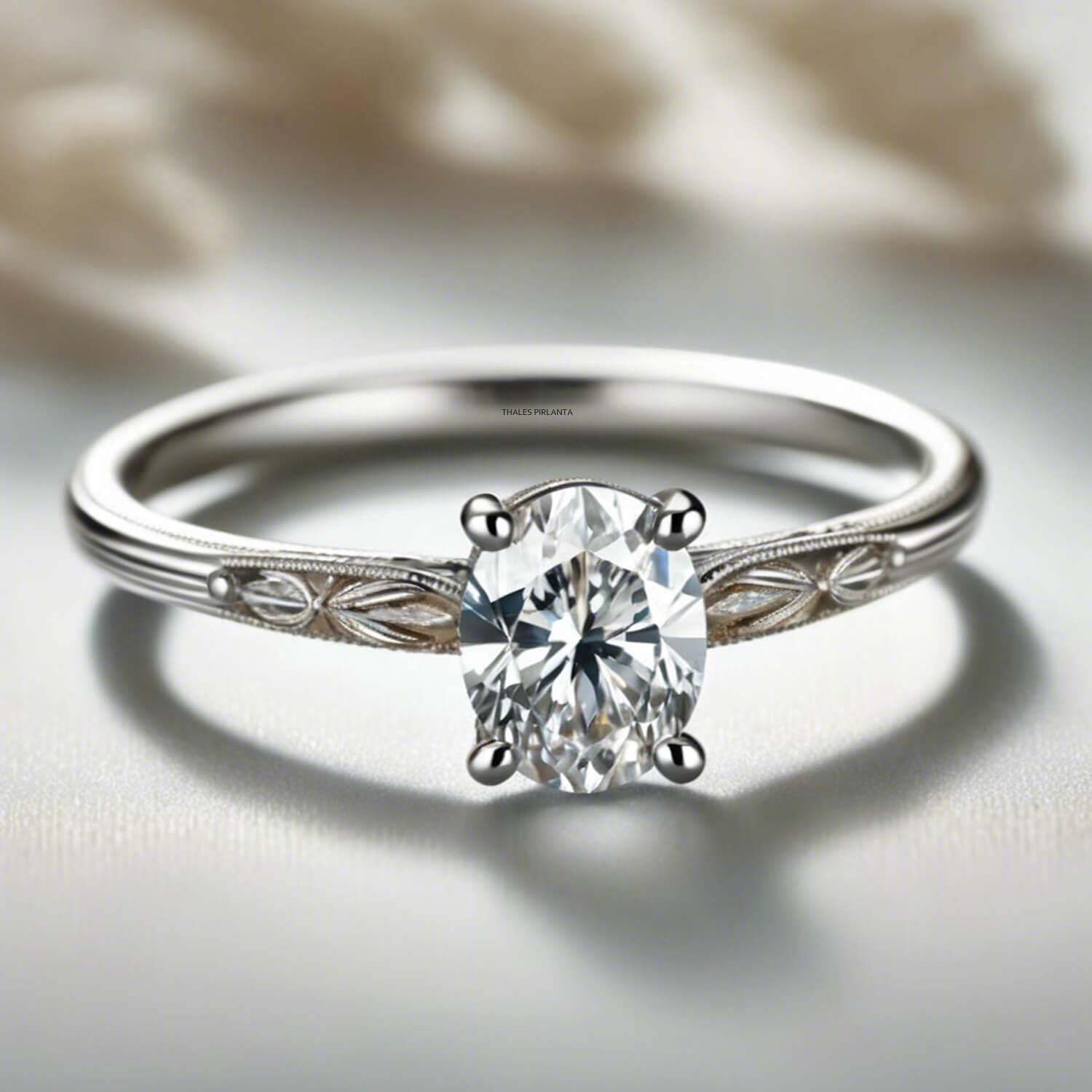 0.70 Karat GIA Sertifikalı Oval Vintage Evlilik Yüzüğü