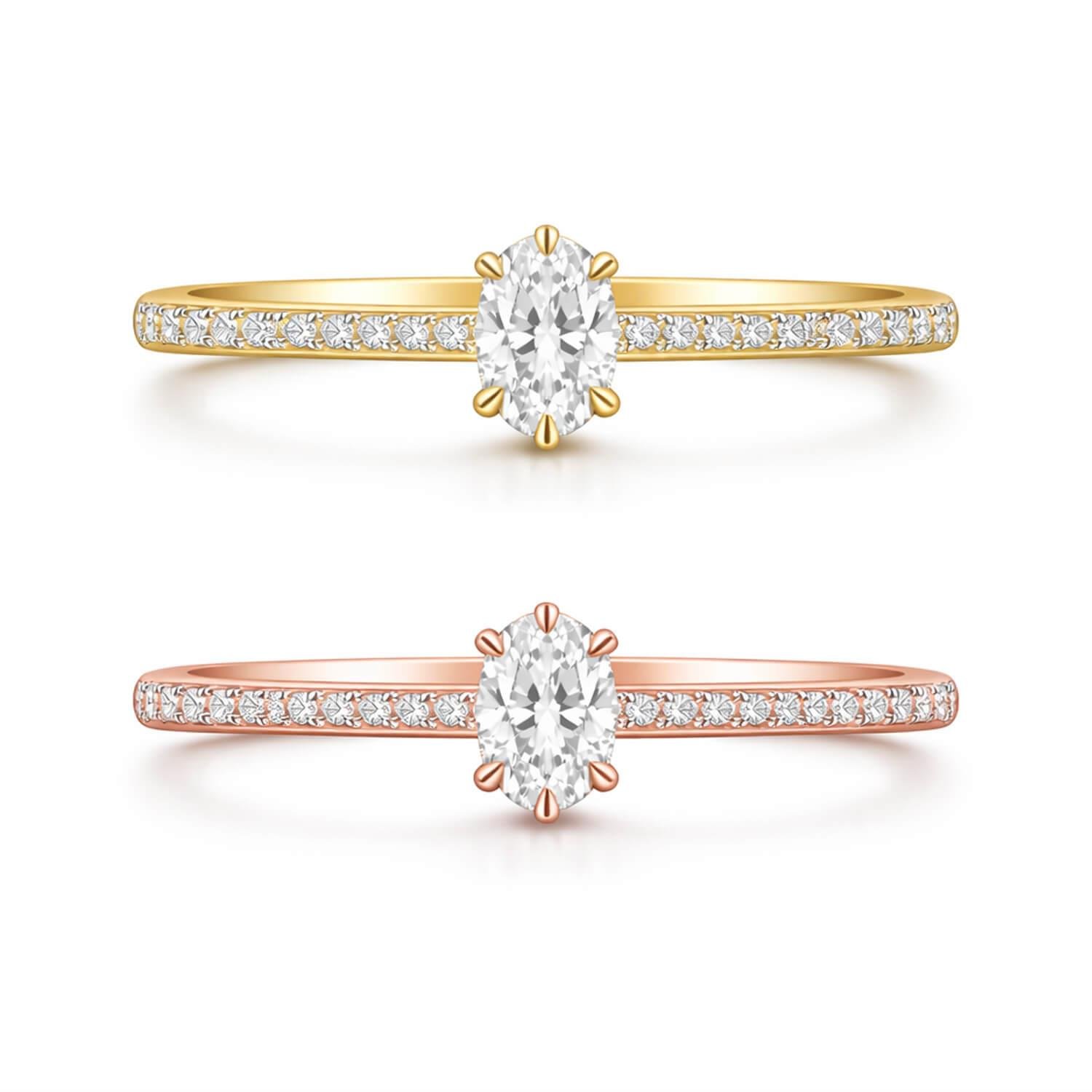 0.45 Karat D SI1 Kolu Taşlı Oval GIA Pırlanta Yüzük