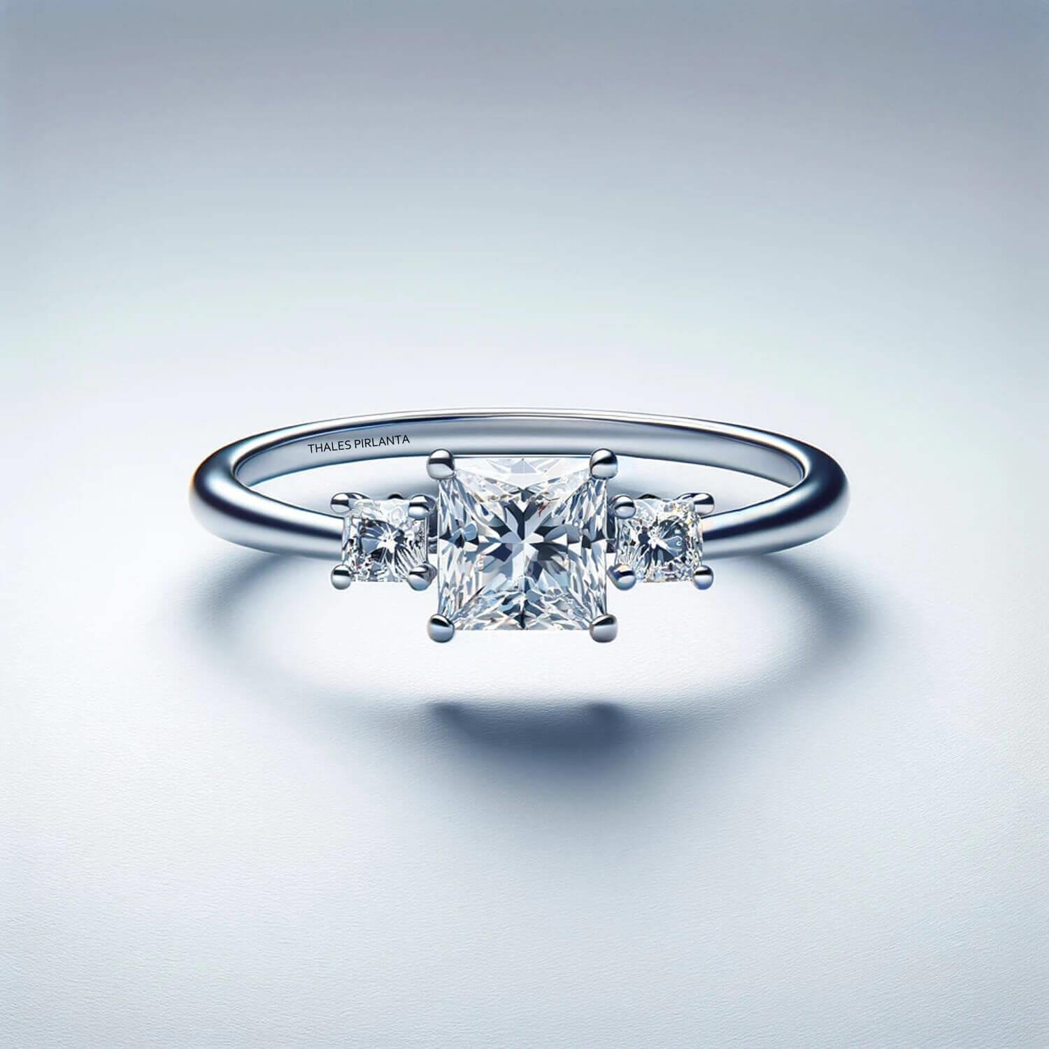 0,50 Karat Pırlanta Prenses Kesim Tria Teklifi Yüzüğü