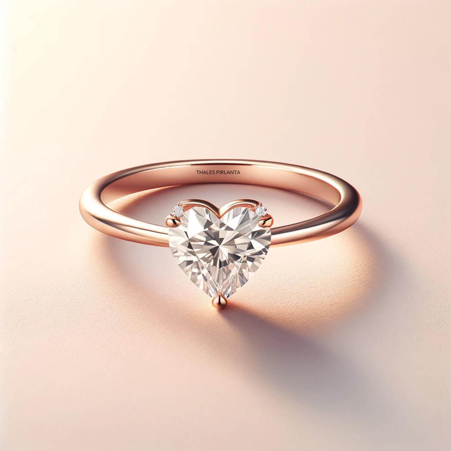 0,82 Karat Evlilik Teklifi İçin Kalp Yüzük