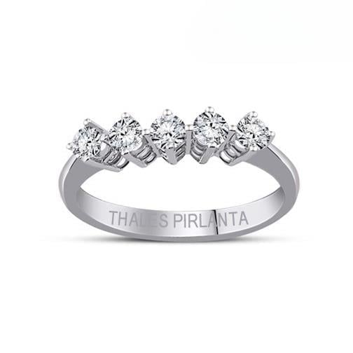 5 Taş Pırlanta 0.57 Karat F Renk