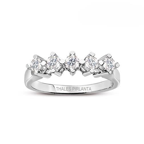 5 Taş Pırlanta Yüzük 0.75 Ct