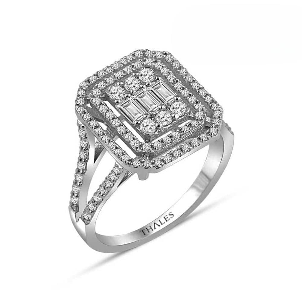 Baget Pırlantalı Yüzük 0.87 Karat F Renk 