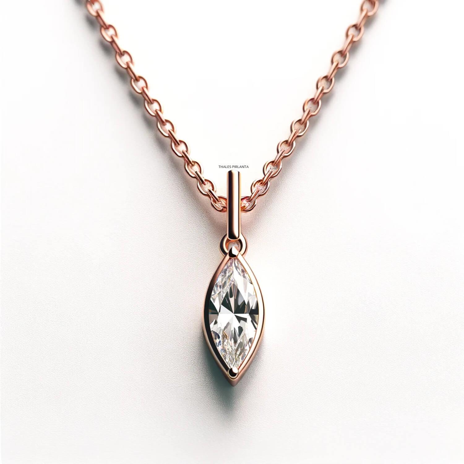 Beam Beyaz Topaz Tektaş Markiz Kolye