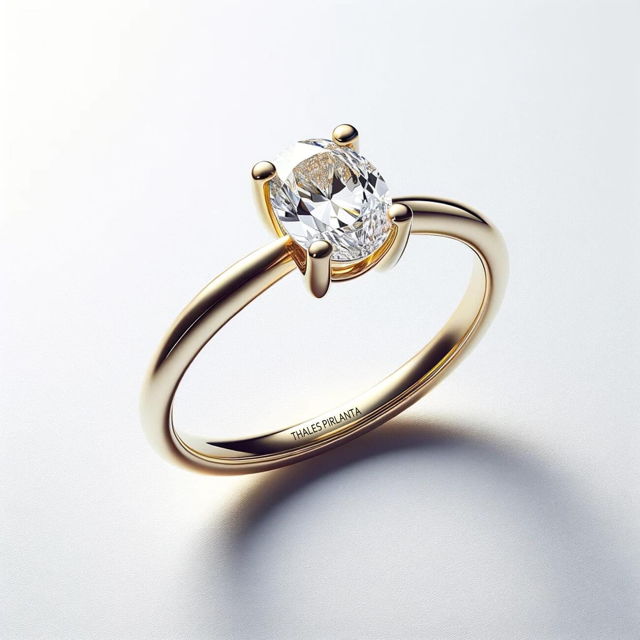 Evlilik Teklifi Yüzüğü Oval Tektaş 0,40 Karat D VS1