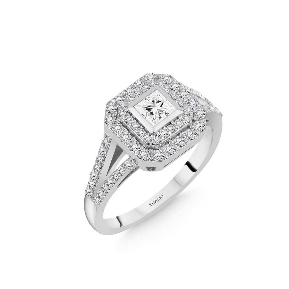 Halo 0,73 Karat Pırlanta Prenses Yüzük
