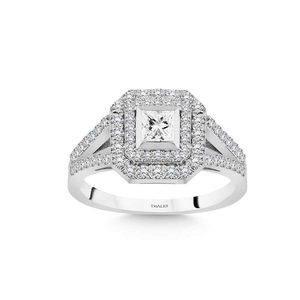 Halo 0,73 Karat Pırlanta Prenses Yüzük