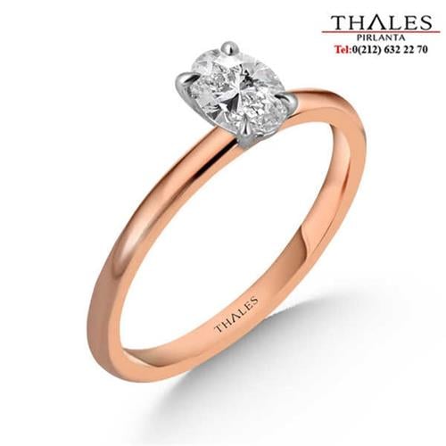 Oval Tektaş Yüzük 0,50 Karat D Renk